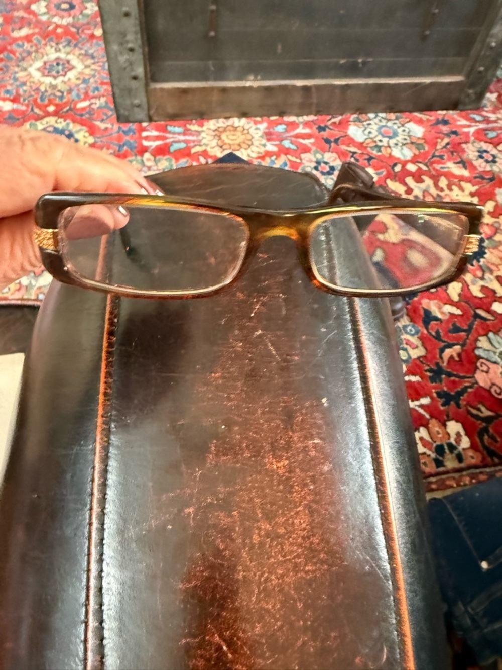 Prada Unisex Rectangular Tortoiseshell Glasses in Brown